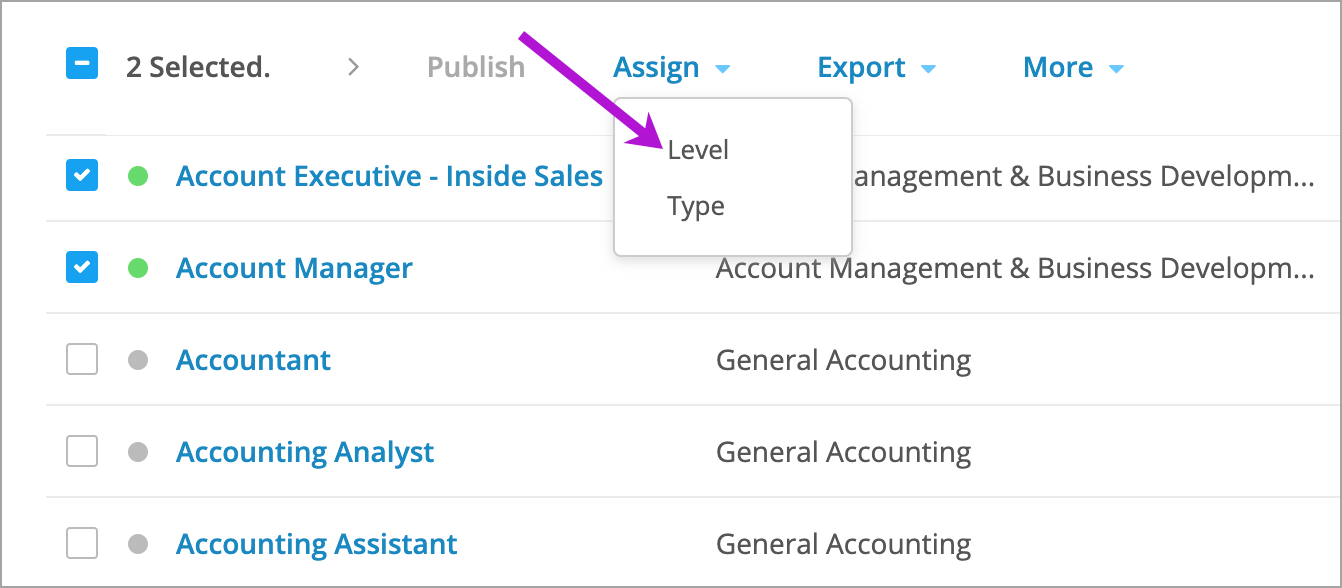 Assigning job levels