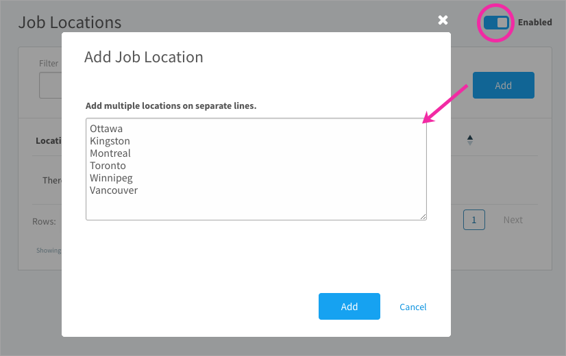 Creating job locations