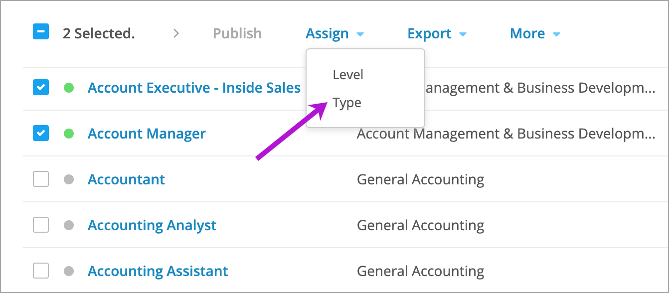 Assigning job types