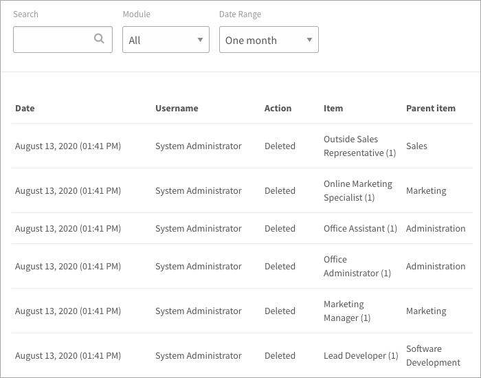 Checking the audit log