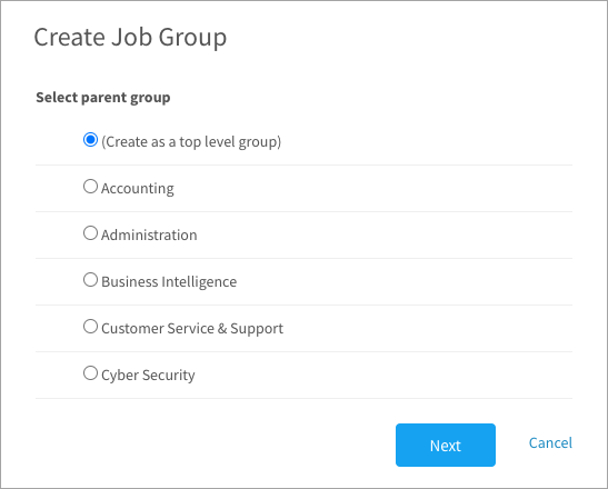 Creating a top-level job group