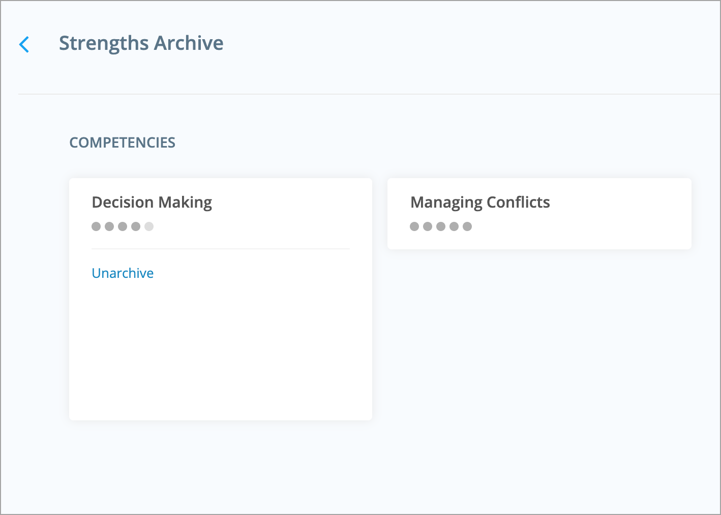 Viewing the strengths archive